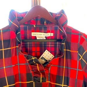 GRETCHEN SCOTT - NWT Red Plaid Ruffle Neck Dress Goddess